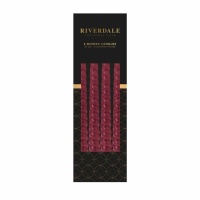 Riverdale Dinerkaarsen gedraaid bordeaux rood set van 4 stuks 